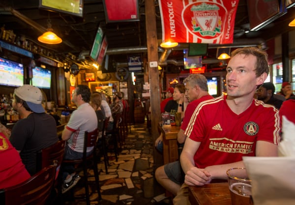 This 2018 file photo shows Atlanta United fans like Patrick Anderson enjoying the festivities at The Brewhouse Cafe.