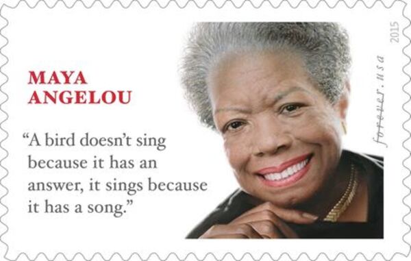 The Forever stamp featuring a portrait of Maya Angelou by Atlanta artist Ross Rossin will be dedicated on April 7. Photo: USPS