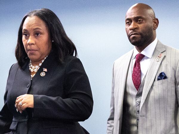 Fulton County District Attorney Fani Willis enters a press conference at Fulton County Government Center in Atlanta on Monday, August 14, 2023, following the indictment in an election interference case against former President Donald Trump and others. (Arvin Temkar / arvin.temkar@ajc.com)