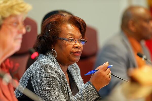 020413 JONESBORO: Interim Superintendent Ms. Luvenia Jackson leads discussion during public comments at the Clayton County School Board meeting on Monday, Feb. 4, 2013, in Jonesboro. CURTIS COMPTON / CCOMPTON@AJC.COM