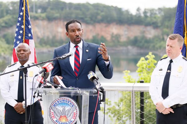 Atlanta Mayor Andre Dickens held a press conference to present the City’s Summer Safety Plan and announce the new interim Chief of the Atlanta Police Department, Darin Schierbaum. Chief Schierbaum replaces retiring Chief Rodney Bryant. Tuesday, May 31, 2022.Miguel Martinez / miguel.martinezjimenez@ajc.com