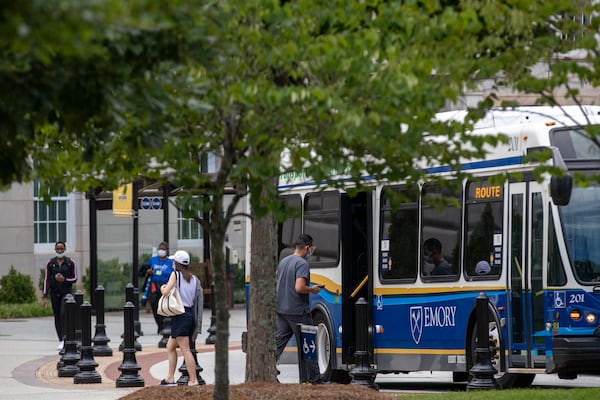 People wear face coverings while navigating the Emory University Campus in Atlanta, Tuesday June 29, 2021. (Alyssa Pointer / Alyssa.Pointer@ajc.com)

