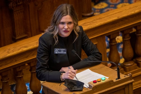 State Sen. Elena Parent (D-Atlanta) says Vernon Jones dominated meetings of DeKalb County's delegation to the General Assembly, talking over female lawmakers and leaning over his perceived enemies in what she considered a threatening manner. (Alyssa Pointer / Alyssa.Pointer@ajc.com)