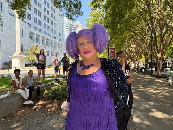 Flavio Moreno came to the parade dressed as the persona Fanny.