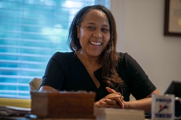 08/12/2020 -Atlanta, Georgia - Newly elected Fulton County District Attorney Fani Willis talks about her victory over her former boss, outgoing Fulton County District Attorney Paul D. Howard, at her private practice office in Atlanta, Wednesday, August 12, 2020. Willis will be the first woman to serve as district attorney in Fulton County. (ALYSSA POINTER / ALYSSA.POINTER@AJC.COM)