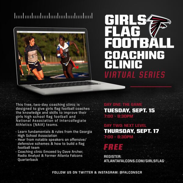 Falcons Flag Football Clinic information. 2020.