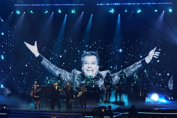 Vicente Fernandez is remembered during a performance at the 25th Latin Grammy Awards ceremony, Thursday, Nov. 14, 2024, in Miami. (AP Photo/Lynne Sladky)