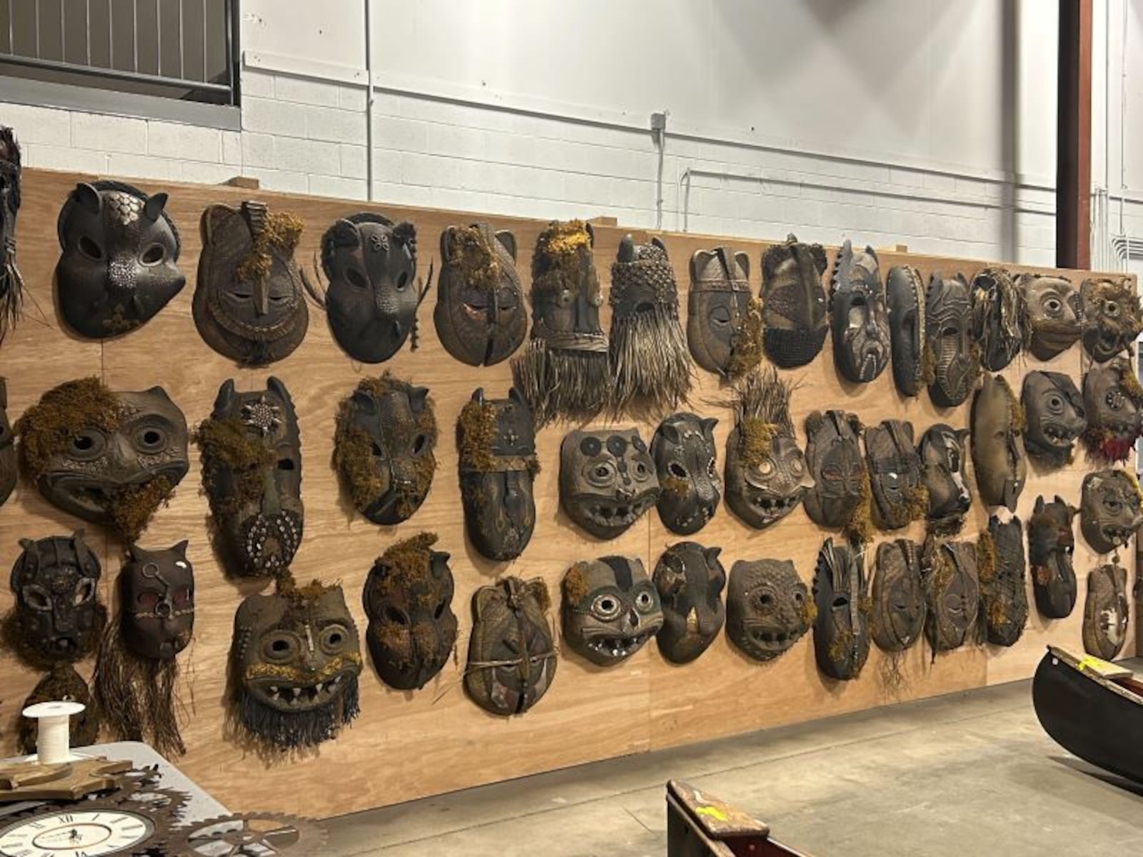 African masks available at a major studio prop sale in Atlanta from Oct. 30 through Nov. 3. The estate sale firm said it cannot reveal where the props came from. PEACHTREE BATTLE ESTATE SALES