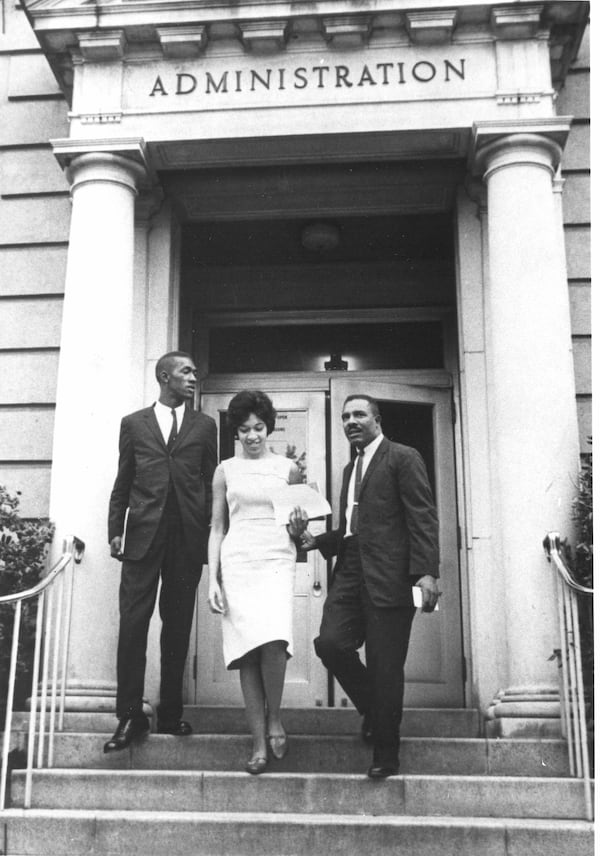 (From Left) Robert Anderson, Henrie Monteith Treadwell and James Solomon Jr. as they integrated the University of South Carolina in 1963. University of South Carolina photo