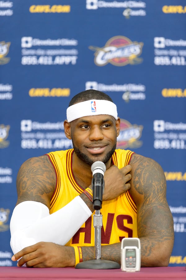 INDEPENDENCE, OH - SEPTEMBER 26: LeBron James #23 of the Cleveland Cavaliers answers questions during media day at Cleveland Clinic Courts on September 26, 2014 in Independence, Ohio. (Photo by Jason Miller/Getty Images) LeBron James helped make the Starz' comedy "Survivors' Remorse" become reality. CREDIT: Getty Images