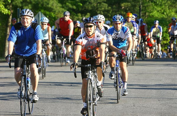 About 250 cyclists ride through Roswell Area Park as they participate in The Bike! Roswell Mayor's Ride to kick off a full day of cycling races and related events. The Mayor's Ride is a family event that allows cyclists to take a six, 20, 40 or metric century (62-mile) ride. Roswell Mayor Jere Wood is an avid cyclist and cycling advocate.