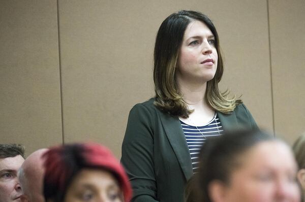 Jenna Garland, press secretary for former Atlanta Mayor Kasim Reed, is present for her court appearance in front of Judge Jane Morrison at the Fulton County Courthouse in Atlanta, Monday, July 1, 2019. Jenna Garland is the first government official ever criminally charged in Georgia for violations of the state’s open records law. ALYSSA POINTER / ALYSSA.POINTER@AJC.COM