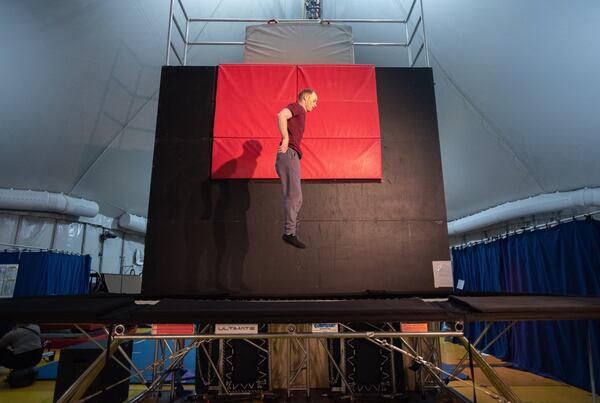 Artists get ready for Cirque du Soleil Volta under the big top tent at Atlantic Station on Thursday, December 12, 2019. (Hyosub Shin / Hyosub.Shin@ajc.com)