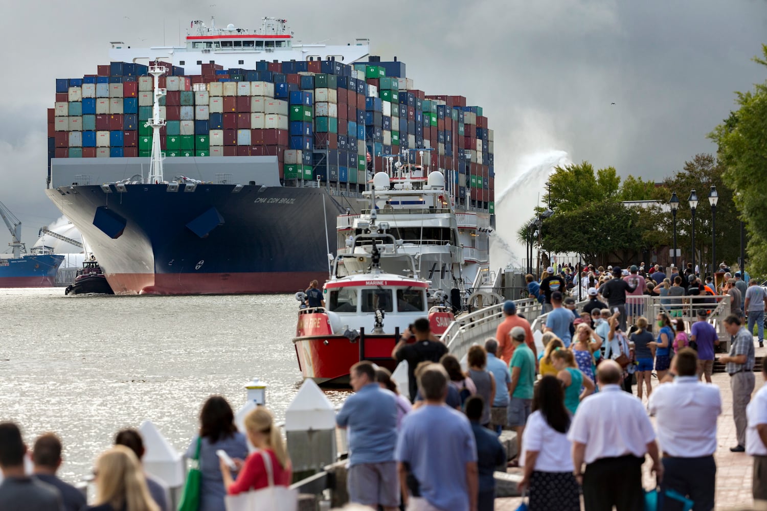 The CMA CGM Brazil Sail Up The Savannah River