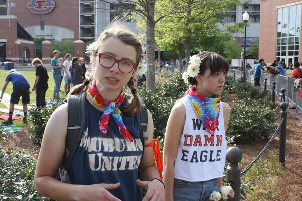 Auburn University students Sarah Pitts (left) and Cassidy Kulhanek (right) helped organize a free music concert on campus as an alternative to a speech by white supremacist Richard Spencer, whose appearance Auburn attempted to block. CHRIS JOYNER / CJOYNER@AJC.COM