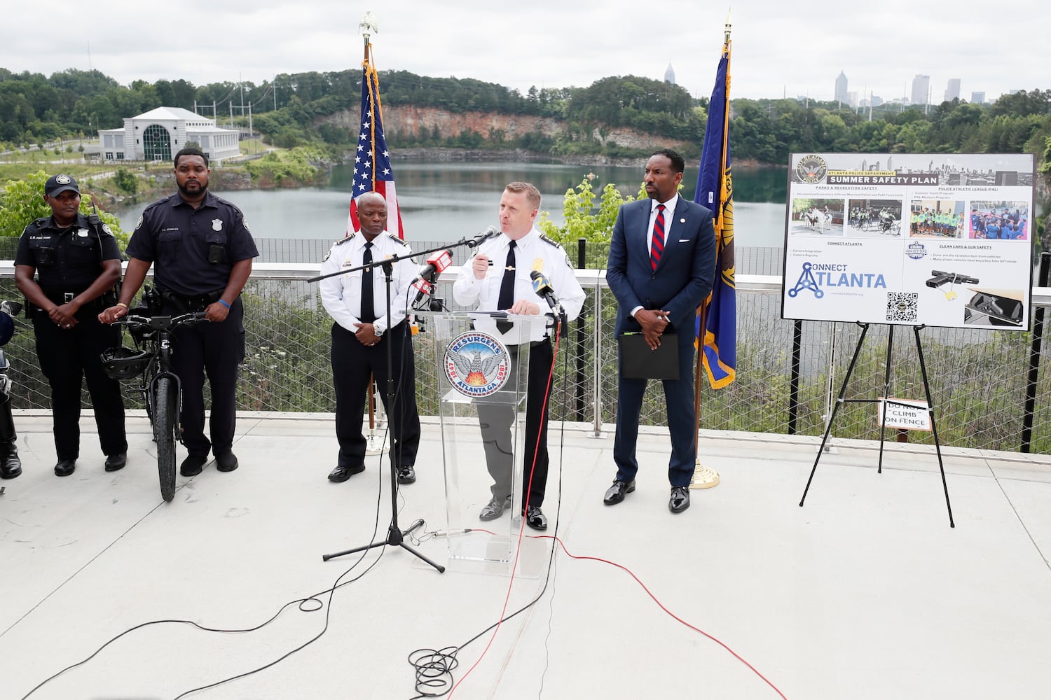 Atlanta interim Chief Darin Schierbaum speaks after he was named to direct Georgia's largest police department by Mayor Andre Dickens during the City's Safety Plan announcement at West Side Park on Tuesday, May 31, 2022. Miguel Martinez / miguel.martinezjimenez@ajc.com