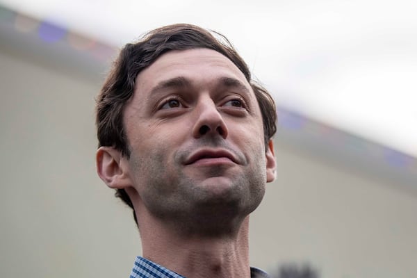 12/03/2020 —  Kennesaw, Georgia — Georgia Senate Democrat candidate Jon Ossoff speaks to the media following a rally in the parking lot of Grace Community Christian Church in Kennesaw, Thursday, December 3, 2020.  (Alyssa Pointer / Alyssa.Pointer@ajc.com)