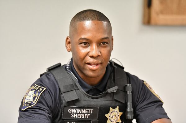 Gwinnett County Sheriff's Deputy Patrick Edmond, shown on Thursday, Sept. 10, 2020, shares how he remembers the August day he suffered a stroke while working at the Gwinnett County Jail. (Hyosub Shin / Hyosub.Shin@ajc.com)