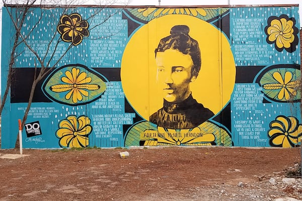 Charmaine Minnefield's hidden mural celebrates Adrienne McNeil Herndon. Courtesy of streetartmap.org