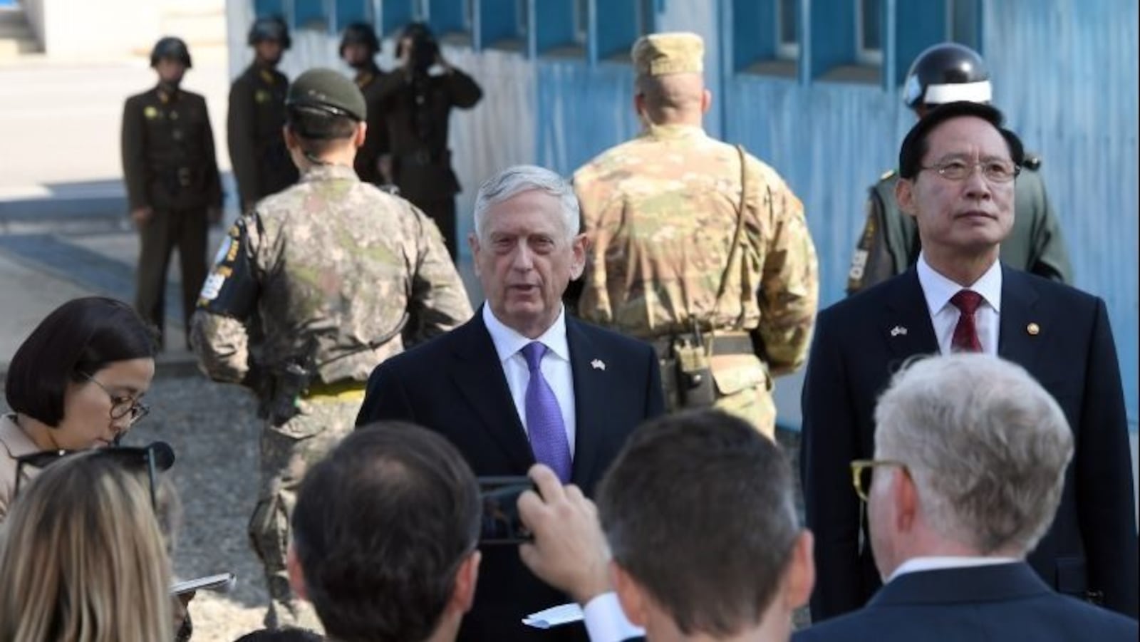 Defense Secretary James Mattis tours the demilitarized zone at the border between North Korea and South Korea.