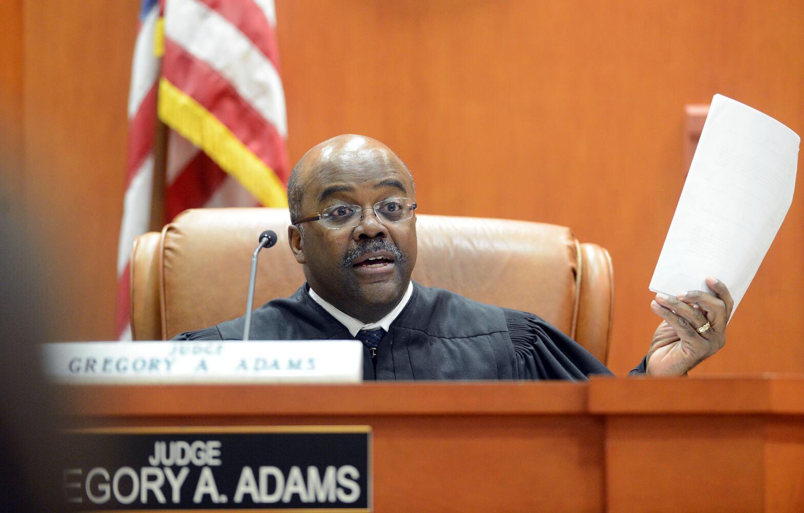 Dunwoody widow appears at a motions hearing before Dekalb County Superior Judge Gregory A. Adams on Feb. 21, 2013.