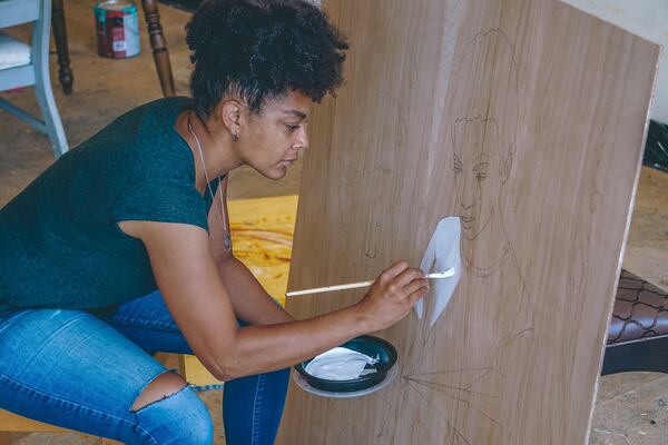 Artist Chloe Alexander works in the The Creatives Project Fellows’ Studios on Moreland Avenue. Photo credit: Blctxt