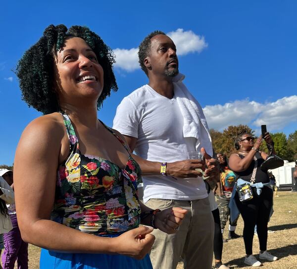 Kieva and Chester Felts enjoy day two of ONE Musicfest at Piedmont Park on Sunday, Oct. 29, 3023. Kieva Felts, who flew into Atlanta from Harlem for her birthday, particularly enjoyed El DeBarge's performance. “He is so refreshing, such an icon. So classy.” (Ernie Suggs/AJC)