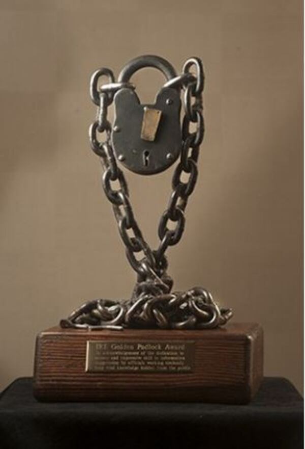 The Investigative Reporters and Editors Golden Padlock Award. Source: IRE