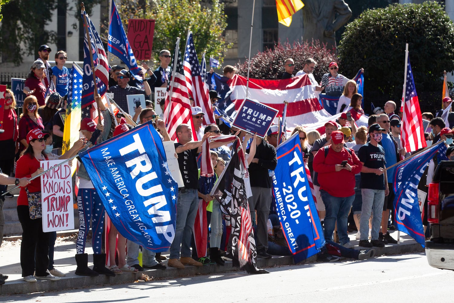 Demonstrate against the election being stolen from President Trump