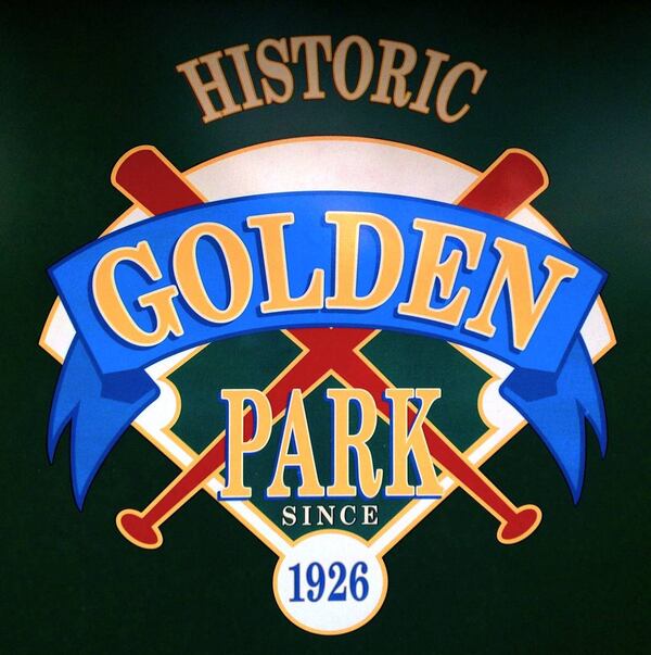 An emblem at Columbus’ Golden Park baseball stadium says it was built in 1926. (Courtesy of Tim Chitwood)