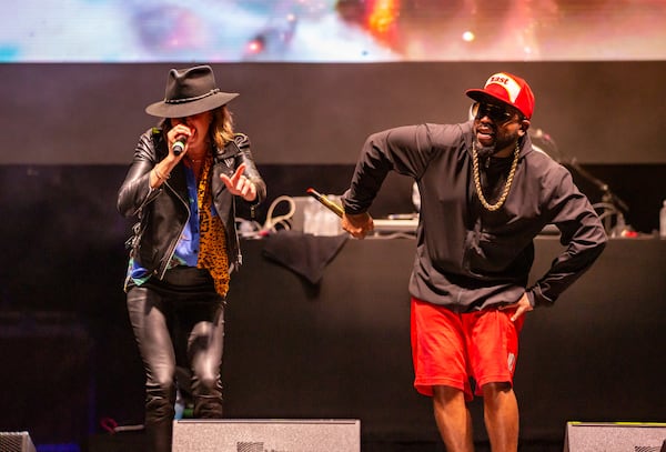 Sarah Barthel of Phantogram, with Big Boi as part of their Big Grams collaboration. The Atlanta rap icon played the final show of the "Big Night Out" concert series at Centennial Olympic Park on Oct. 25, 2020.