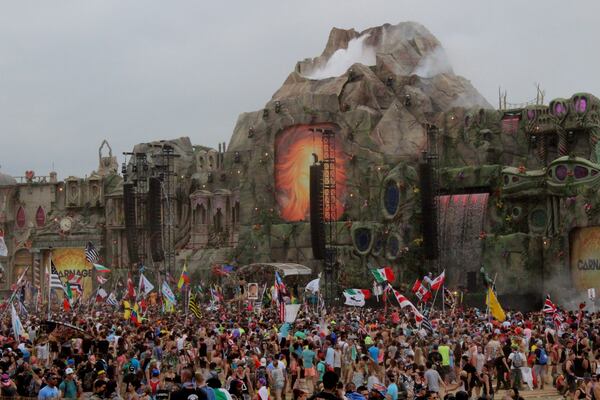 The TomorrowWorld main stage was still breathing fire on Sunday. Photo: Melissa Ruggieri/AJC