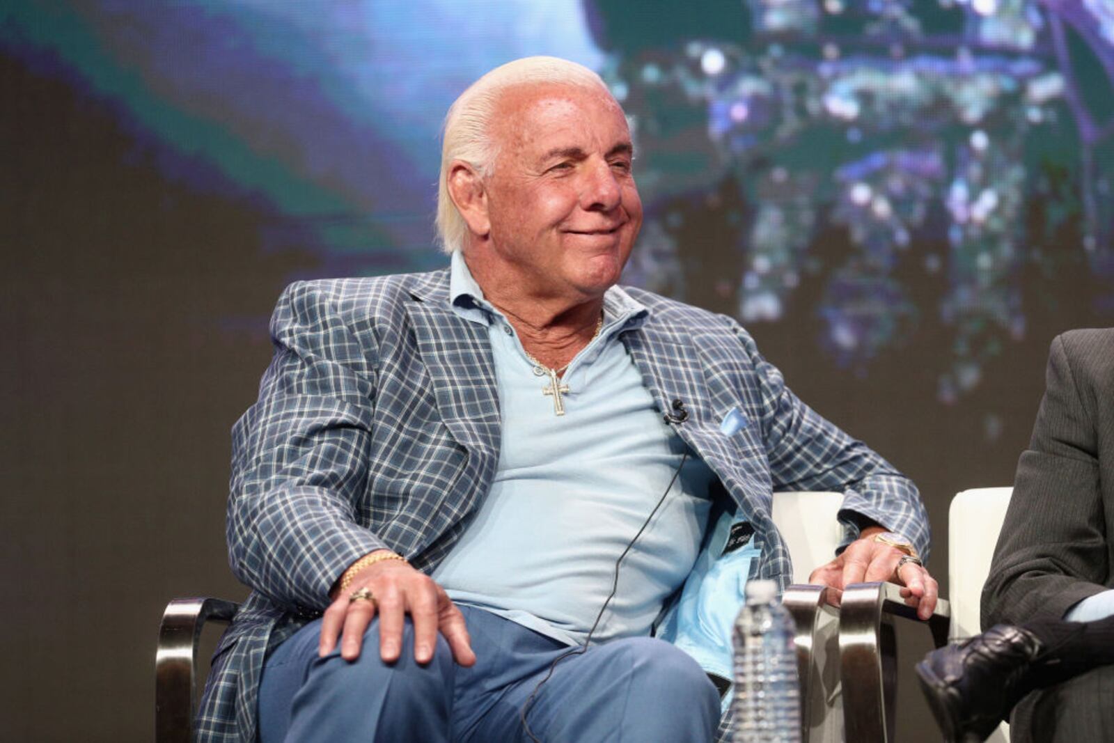 BEVERLY HILLS, CA - JULY 26:  Professional wrestler Ric Flair of  'ESPN's 30 for 30: "Nature Boy"' speaks onstage during the ESPN portion of the 2017 Summer Television Critics Association Press Tour at The Beverly Hilton Hotel on July 26, 2017 in Beverly Hills, California.  (Photo by Frederick M. Brown/Getty Images)