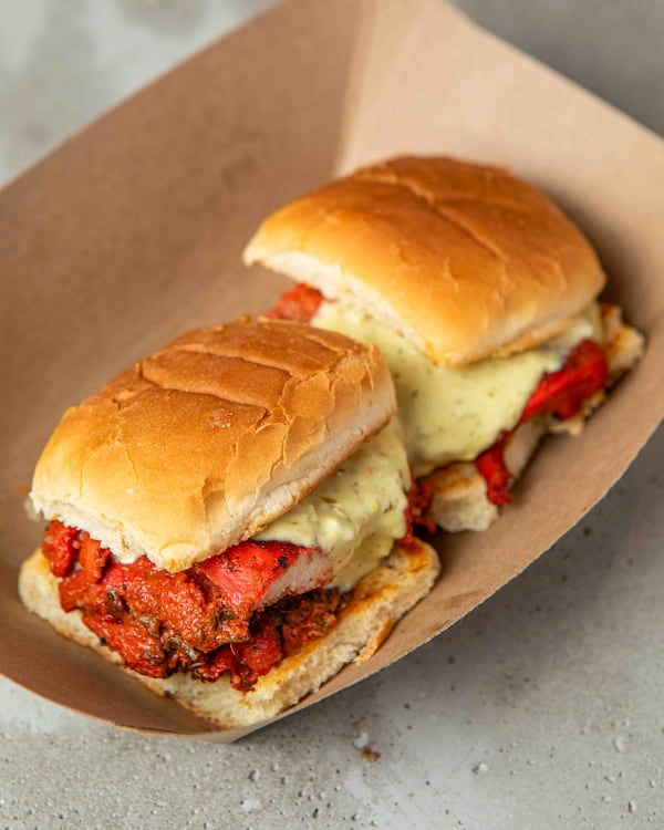 The tandoori chicken sandwich is a top-seller for Atlanta pop-up Dhaba BBQ. / Courtesy of Dhaba BBQ