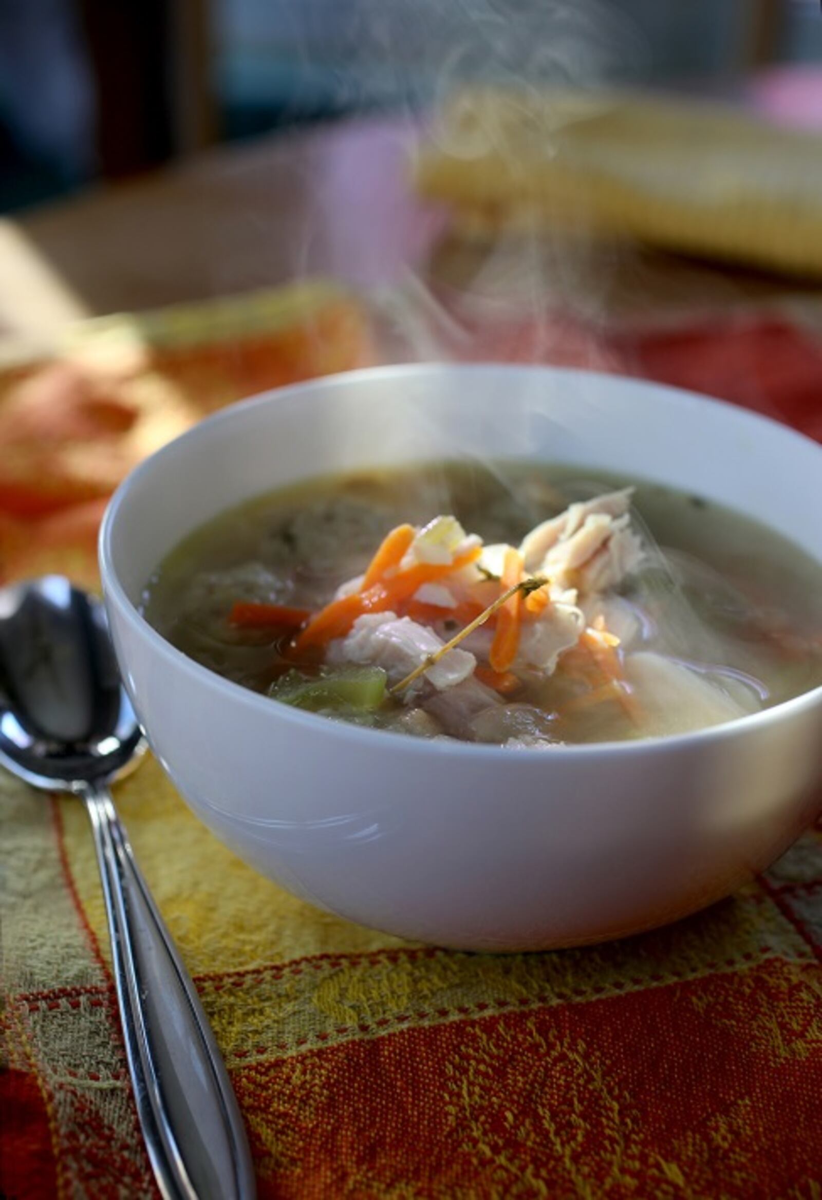 Turkey soup with stuffing dumplings. (Jessica J. Trevino/Detroit Free Press/TNS)USA