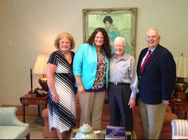 Marie Barnes, Alyssa Barnes, Jimmy Carter and Roy Barnes in 2015.