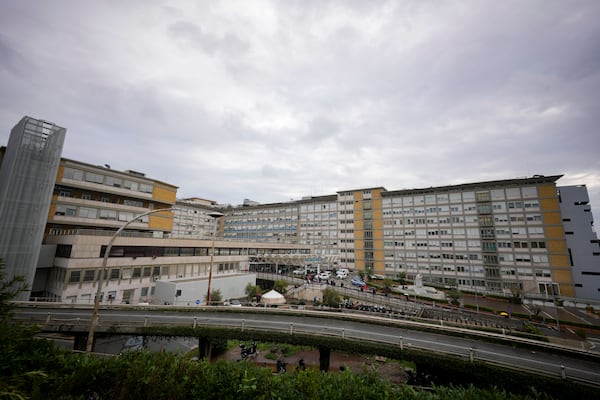 A view of the Agostino Gemelli Polyclinic, in Rome, where Pope Francis has been hospitalized since Feb. 14, Wednesday, Feb. 26, 2025. (AP Photo/Andrew Medichini)