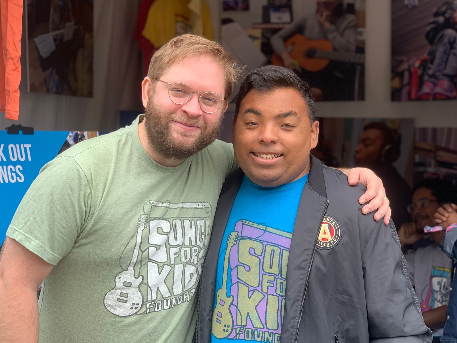 Westin Taylor (left) and his mentee, Antonio Guzman (right) performed with Songs for Kids to open up the 2023 Shaky Knees music festival on Friday, May 5, 2023. (Taylor Croft/taylor.croft@ajc.com)