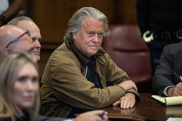 Steve Bannon appears in Manhattan criminal court in New York, Tuesday, Nov. 12, 2024. (AP Photo/Yuki Iwamura)