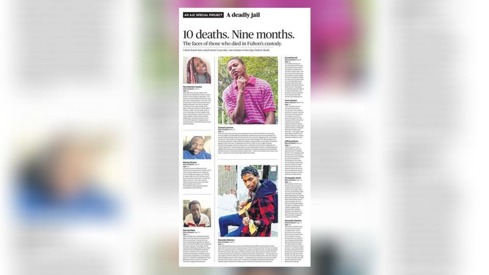 A deadly jail: An AJC Special Project in Sunday editions