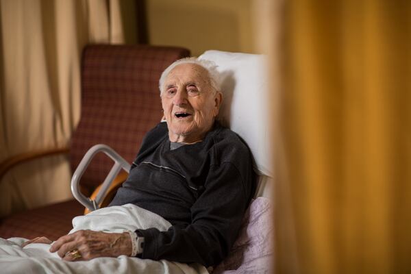 Ed Mierkowicz talks about his baseball career on Feb. 22, 2016, at Woodward Hills Nursing Center in Bloomfield Hills, Mich.