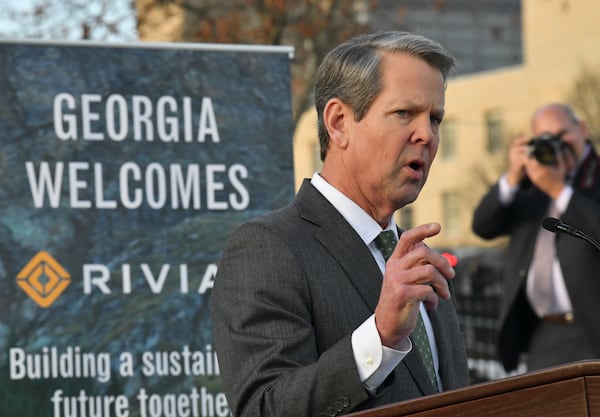 Gov. Brian Kemp has called Rivian's decision to locate an electric-vehicle factory east of Atlanta a "generational, transformational" deal. (Hyosub Shin / Hyosub.Shin@ajc.com)