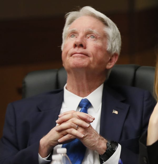 4/17/18 - Atlanta - Tex McIver reacts as final arguments came to a close as Chief Assistant District Attorney Clint Rucker finished his closing arguments today during the Tex McIver murder trial at the Fulton County Courthouse. Bob Andres bandres@ajc.com