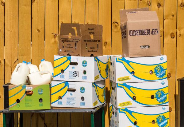 Trader Joes’s in Marietta donates hundreds of pound of food to Second Helping Atlanta, which transports it to the Atlanta Mission on Tuesday, June 2, 2020. (Jenni Girtman for The Atlanta Journal-Constitution)