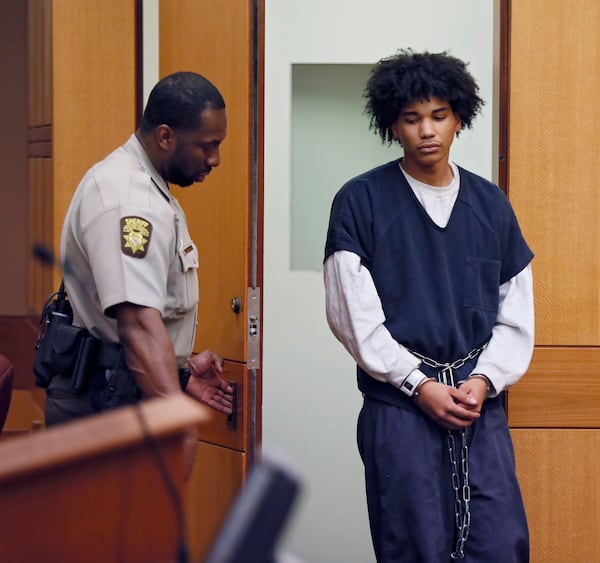 Suspect Barron Brantley enters court on Friday. AJC photo:  Bob Andres / robert.andres@ajc.com