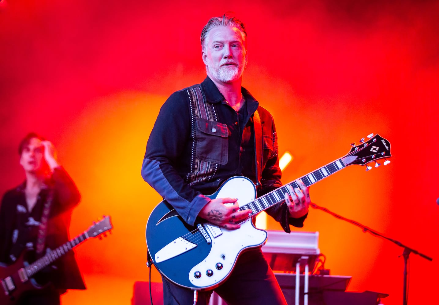 Atlanta, Ga: Queens of the Stone Age put on the tightest set of the day wowing fans and making believers out of everyone at the Piemont Stage. Photo taken Saturday May 4, 2024 at Central Park, Old 4th Ward. (RYAN FLEISHER FOR THE ATLANTA JOURNAL-CONSTITUTION)