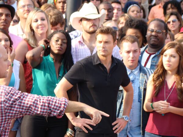 Ryan Seacrest taking direction during the Atlanta early audition round. He did all his takes a single time. Why? He's Ryan Seacrest!