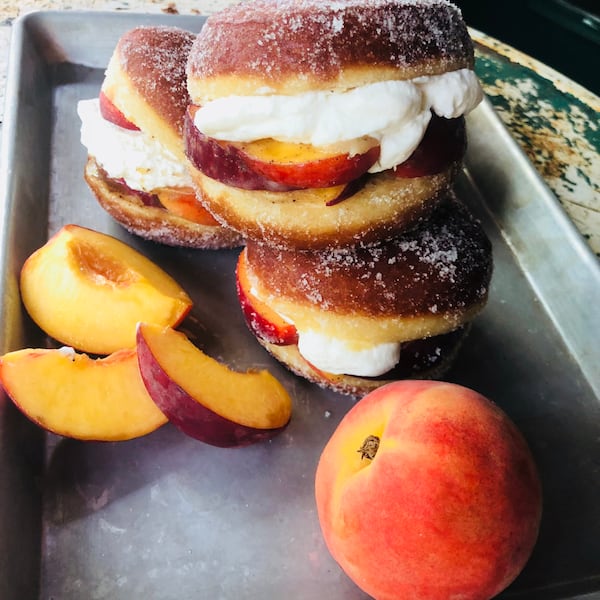 Doughnut Dollies is offering a brown butter peach shortcake doughnut.