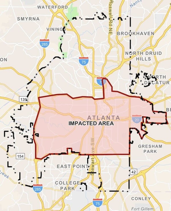 Updated Atlanta's Department of Watershed Management issued a boil water advisory for the impacted area seen in this map.