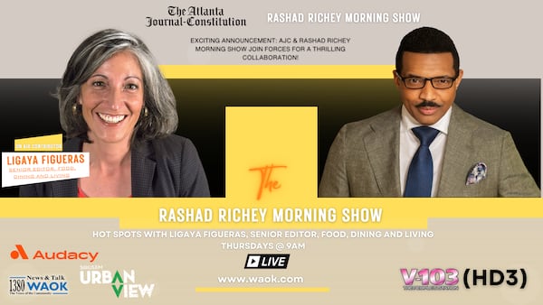 AJC food and dining editor Ligaya Figueras is a regular contributor to the Rashad Richey Morning Show on WAOK 1380 AM.